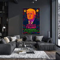 Vibrant Pop-Art Donald Trump Political Propaganda Poster PosterGoat