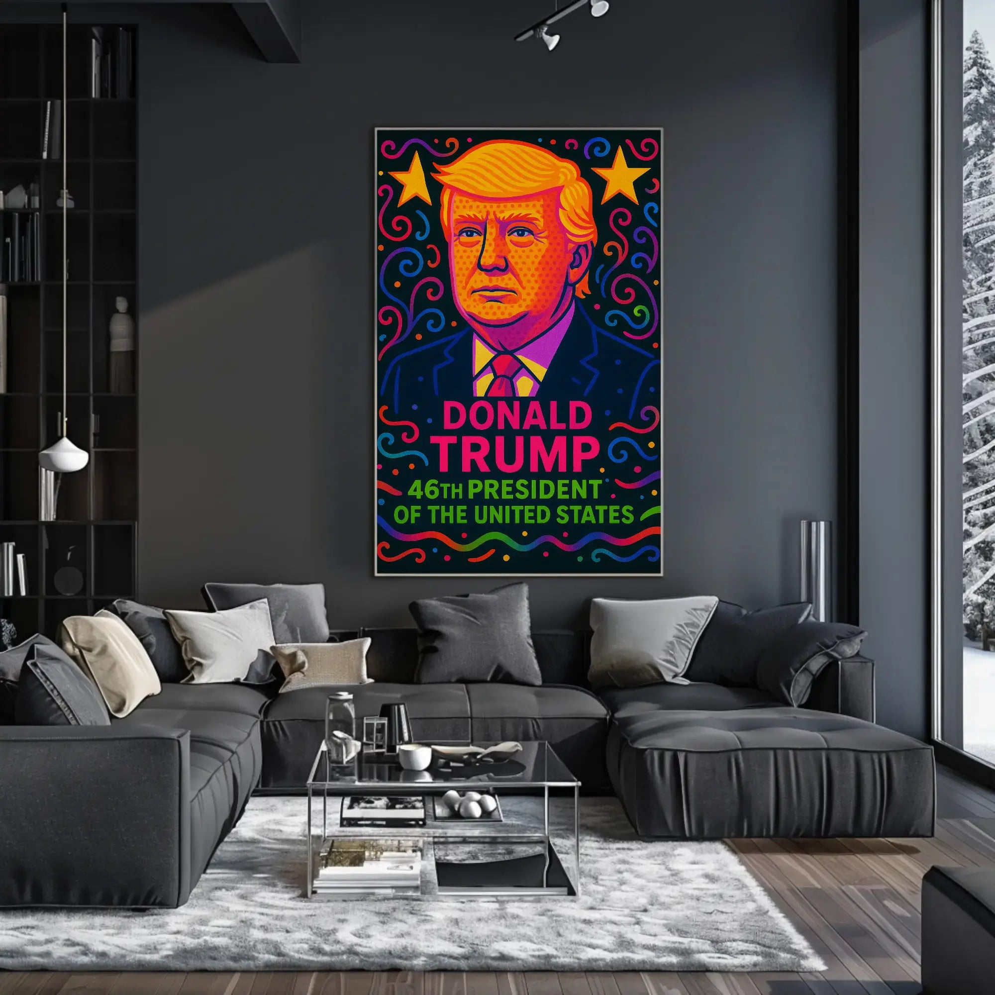 Vibrant Pop-Art Donald Trump Political Propaganda Poster PosterGoat