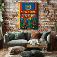 Vibrant Pop Art New York Travel Poster PosterGoat