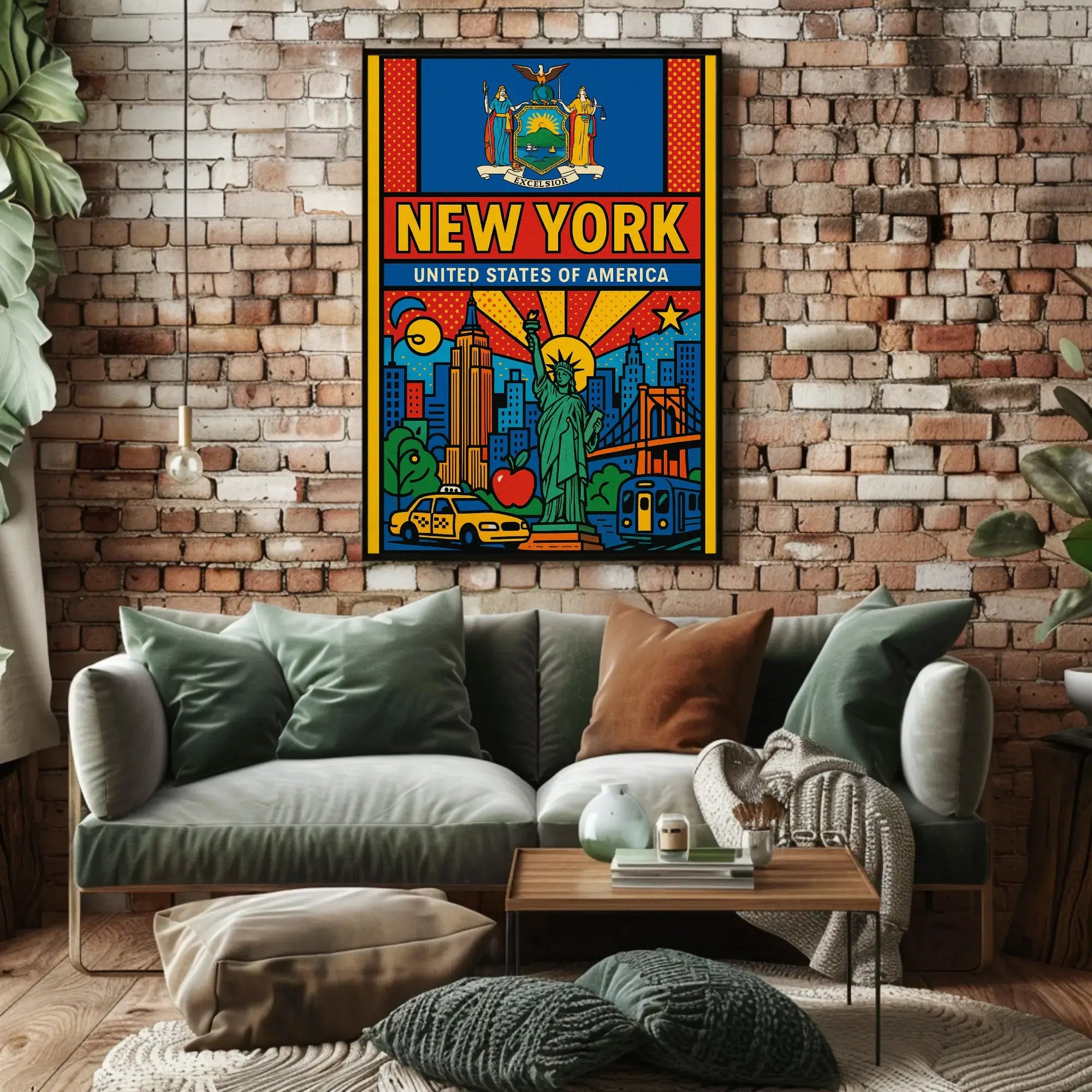 Vibrant Pop Art New York Travel Poster PosterGoat