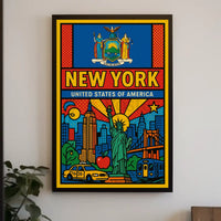 Vibrant Pop Art New York Travel Poster PosterGoat