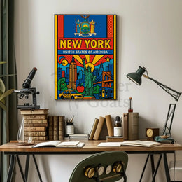 Vibrant Pop Art New York Travel Poster PosterGoat