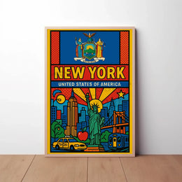 Vibrant Pop Art New York Travel Poster PosterGoat