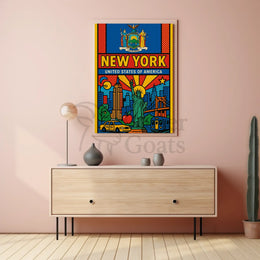 Vibrant Pop Art New York Travel Poster PosterGoat