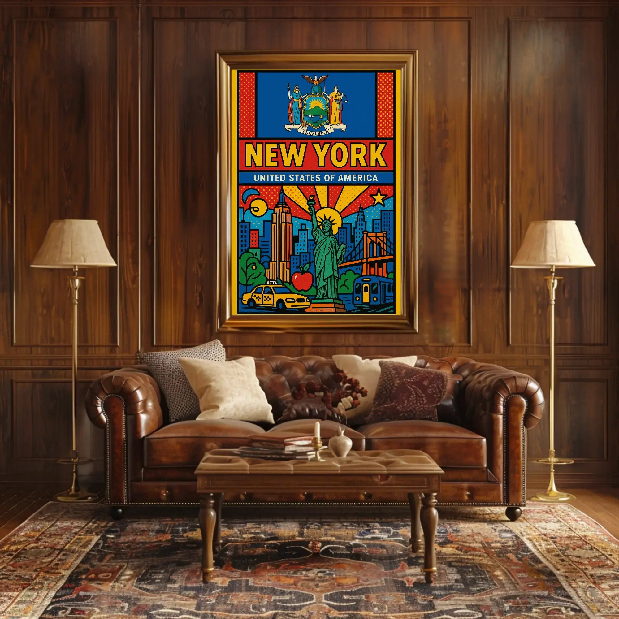Vibrant Pop Art New York Travel Poster PosterGoat