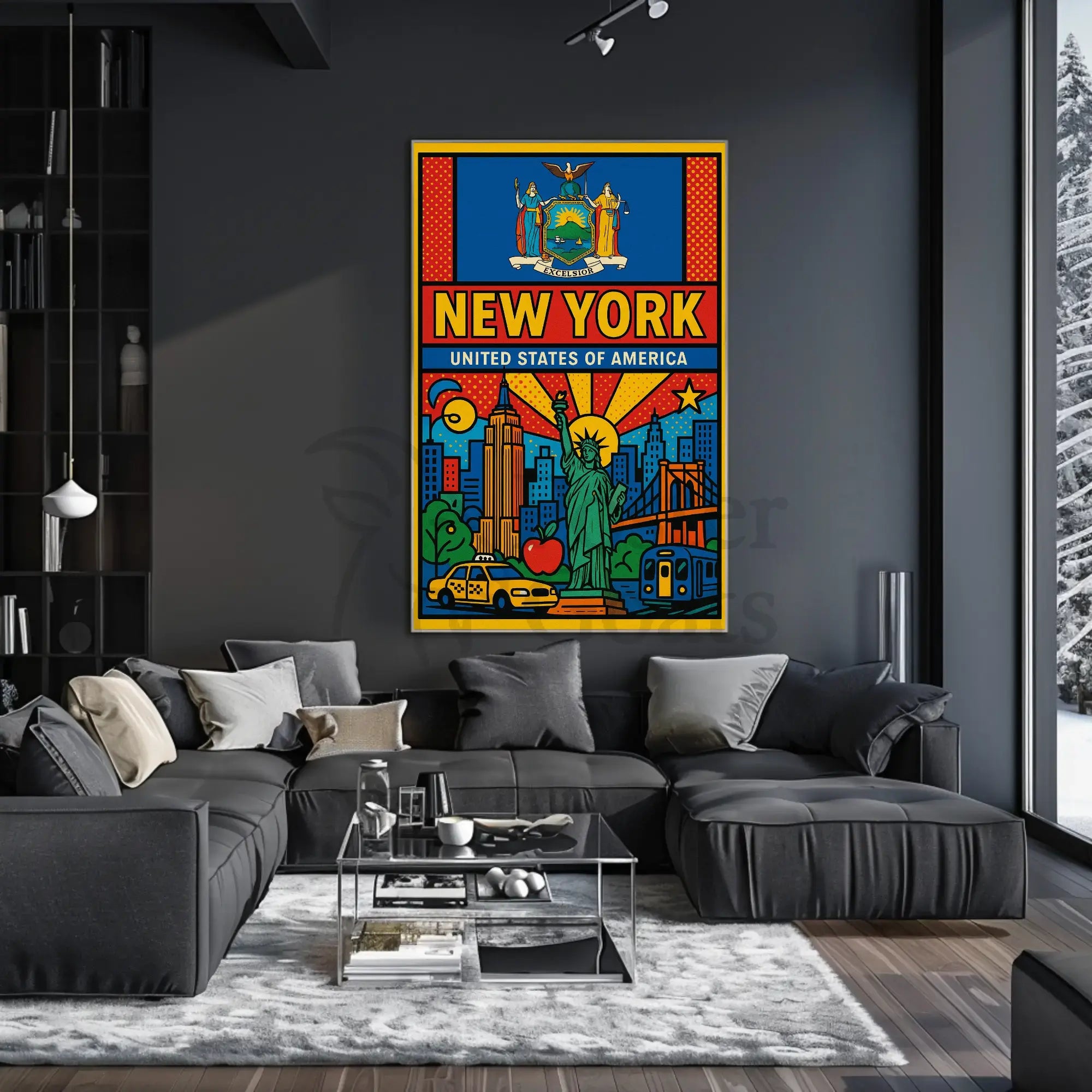 Vibrant Pop Art New York Travel Poster PosterGoat