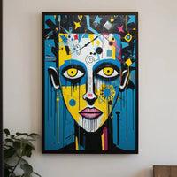 Vibrant Pop Art Portrait with Street Art Elements Poster PosterGoat