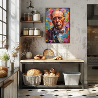 Vibrant Portrait Older Man Abstract Artistic Pop Culture Poster PosterGoat