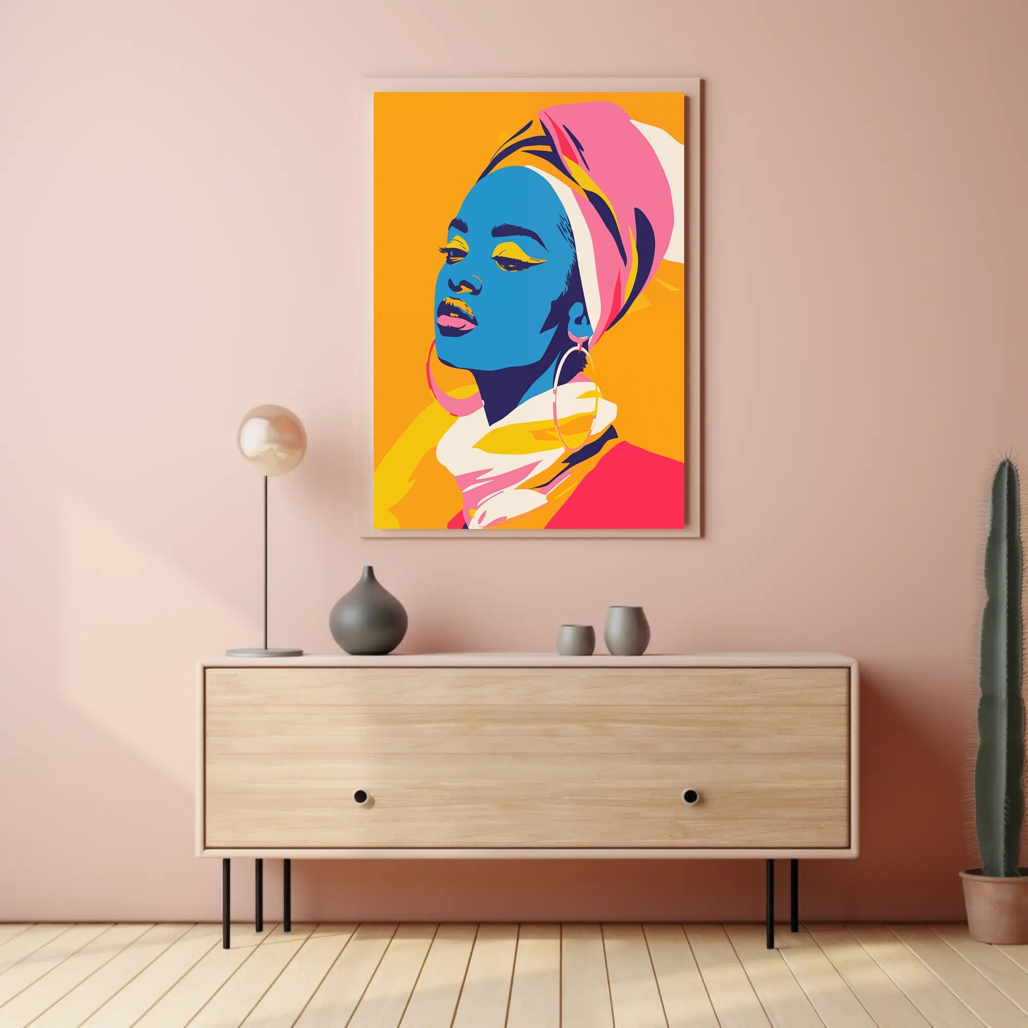 Vibrant Portrait of Woman in Artistic Poster PosterGoat