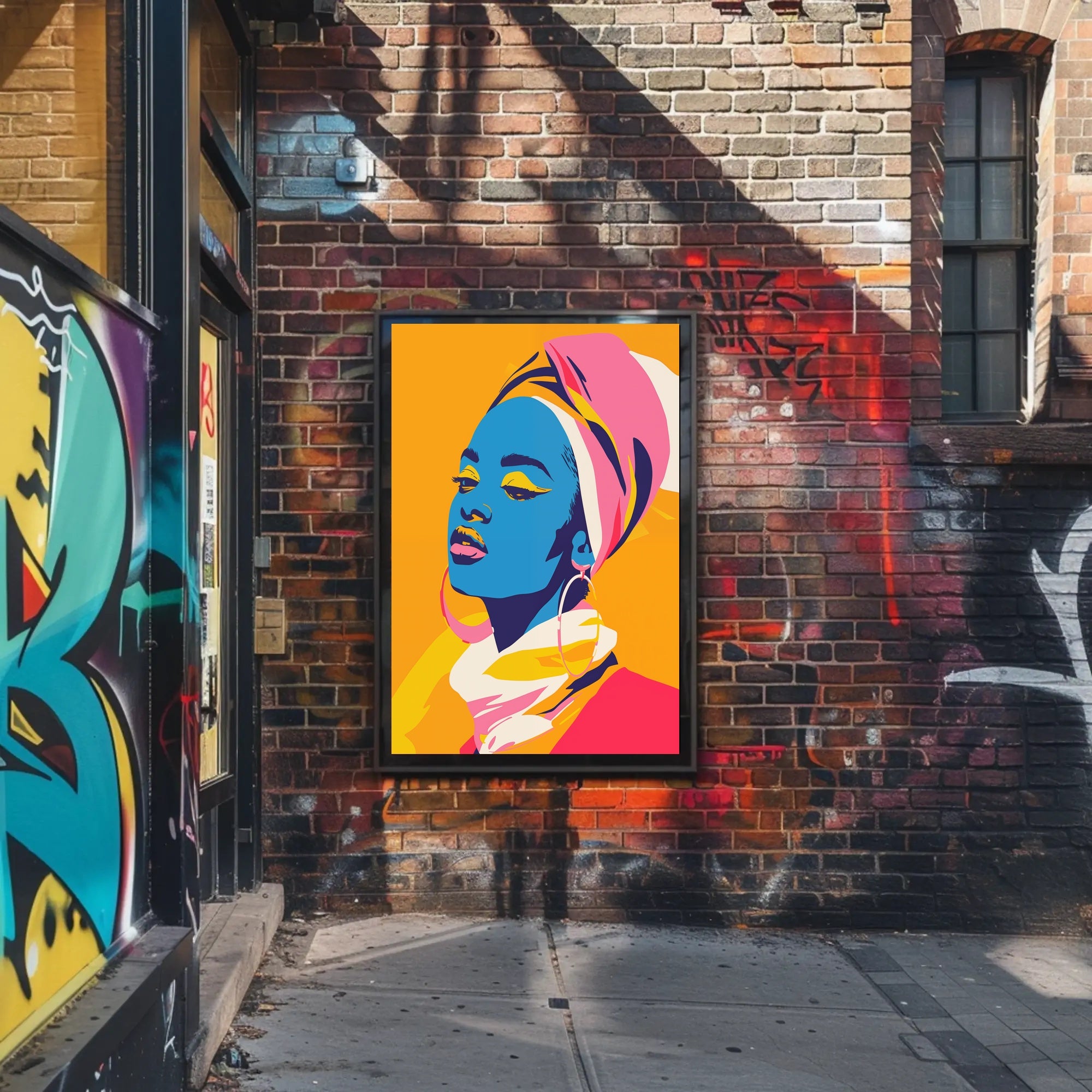 Vibrant Portrait of Woman in Artistic Poster PosterGoat