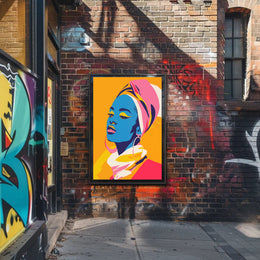 Vibrant Portrait of Woman in Artistic Poster PosterGoat