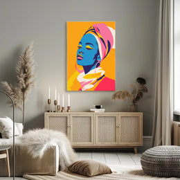Vibrant Portrait of Woman in Artistic Poster PosterGoat