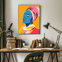 Vibrant Portrait of Woman in Artistic Poster PosterGoat