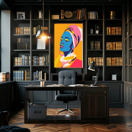 Vibrant Portrait of Woman in Artistic Poster PosterGoat