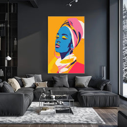 Vibrant Portrait of Woman in Artistic Poster PosterGoat