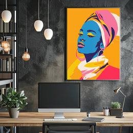 Vibrant Portrait of Woman in Artistic Poster PosterGoat