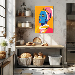 Vibrant Portrait of Woman in Artistic Poster PosterGoat