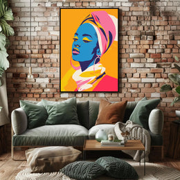 Vibrant Portrait of Woman in Artistic Poster PosterGoat