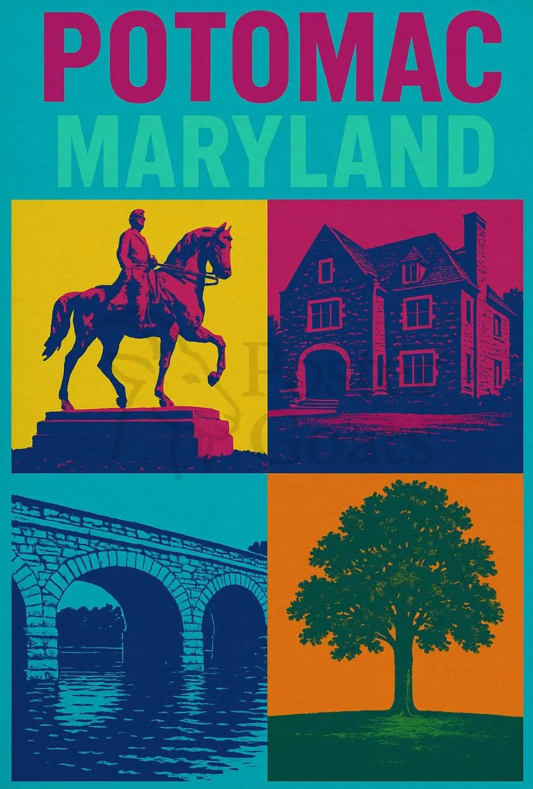 Vibrant Potomac Maryland Pop Art Travel Poster PosterGoat