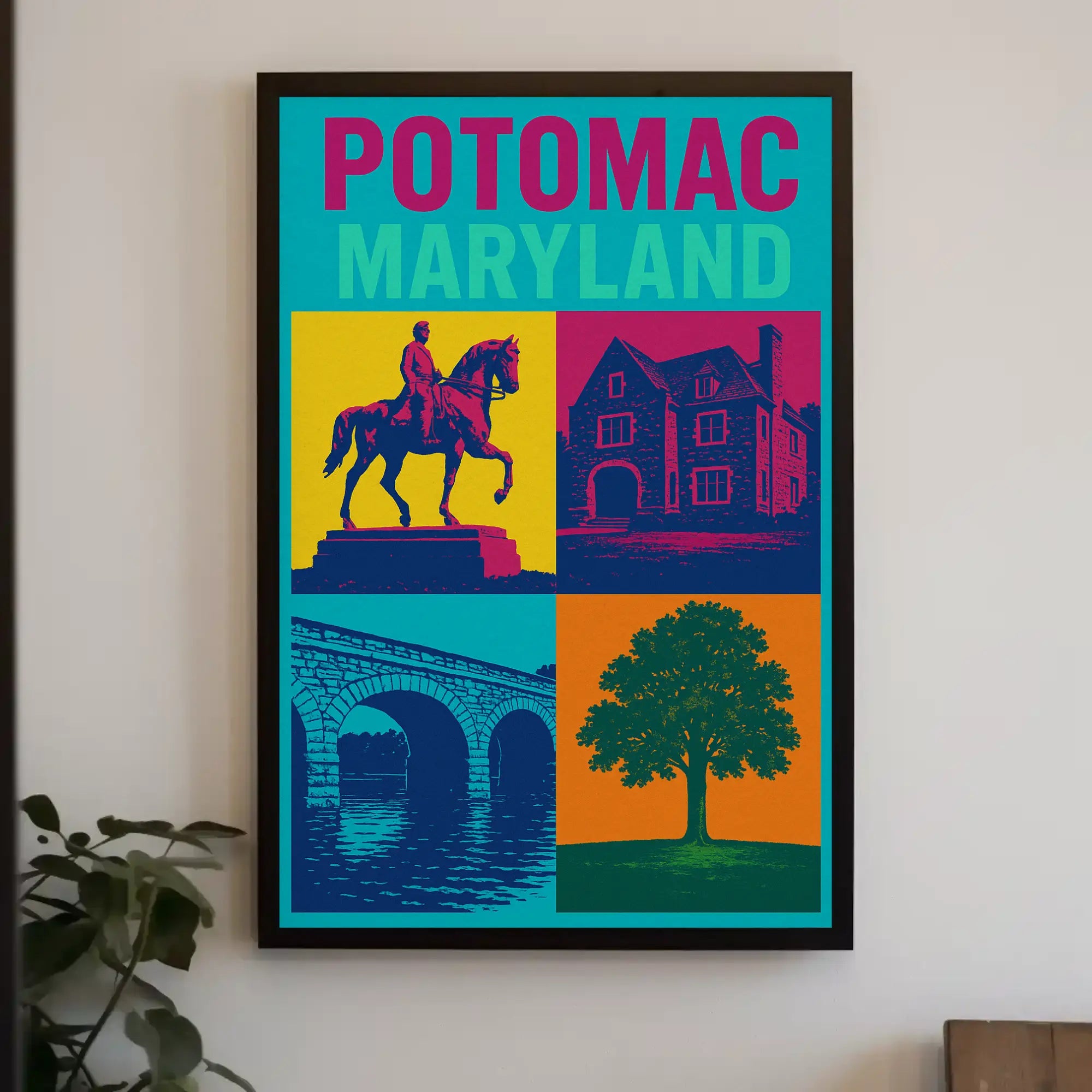 Vibrant Potomac Maryland Pop Art Travel Poster PosterGoat