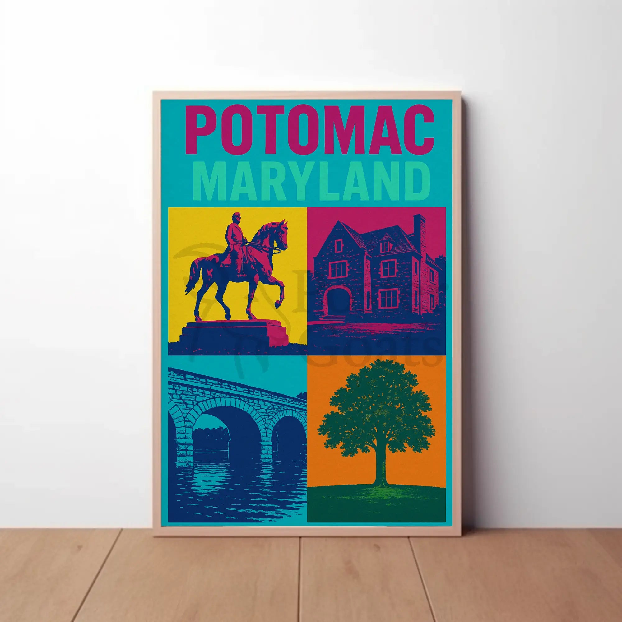 Vibrant Potomac Maryland Pop Art Travel Poster PosterGoat