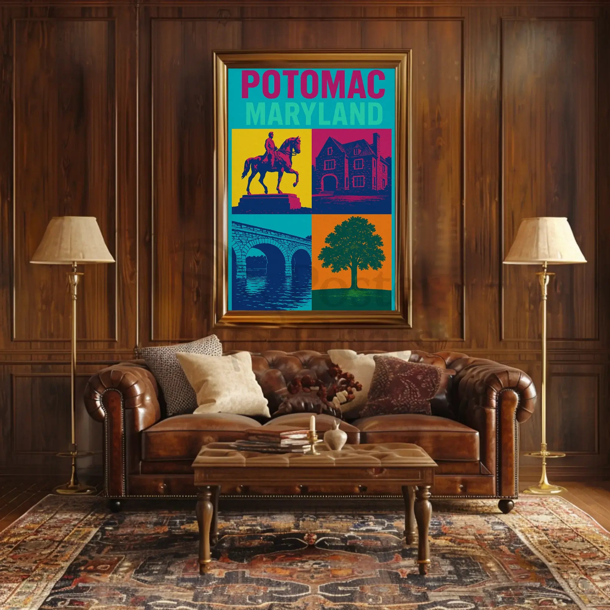 Vibrant Potomac Maryland Pop Art Travel Poster PosterGoat