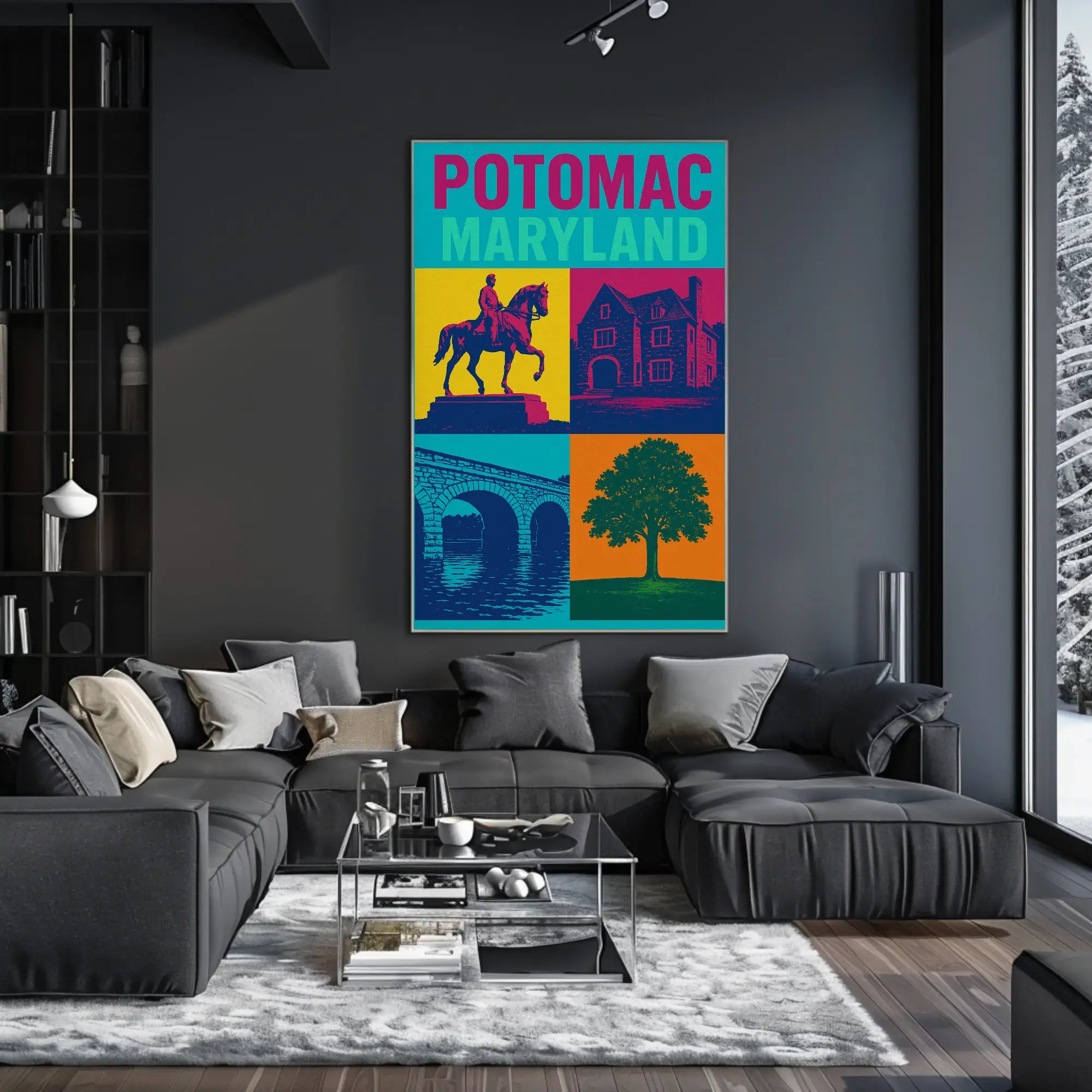 Vibrant Potomac Maryland Pop Art Travel Poster PosterGoat