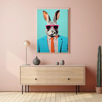 Vibrant Rabbit with Sunglasses Pop Culture Poster PosterGoat