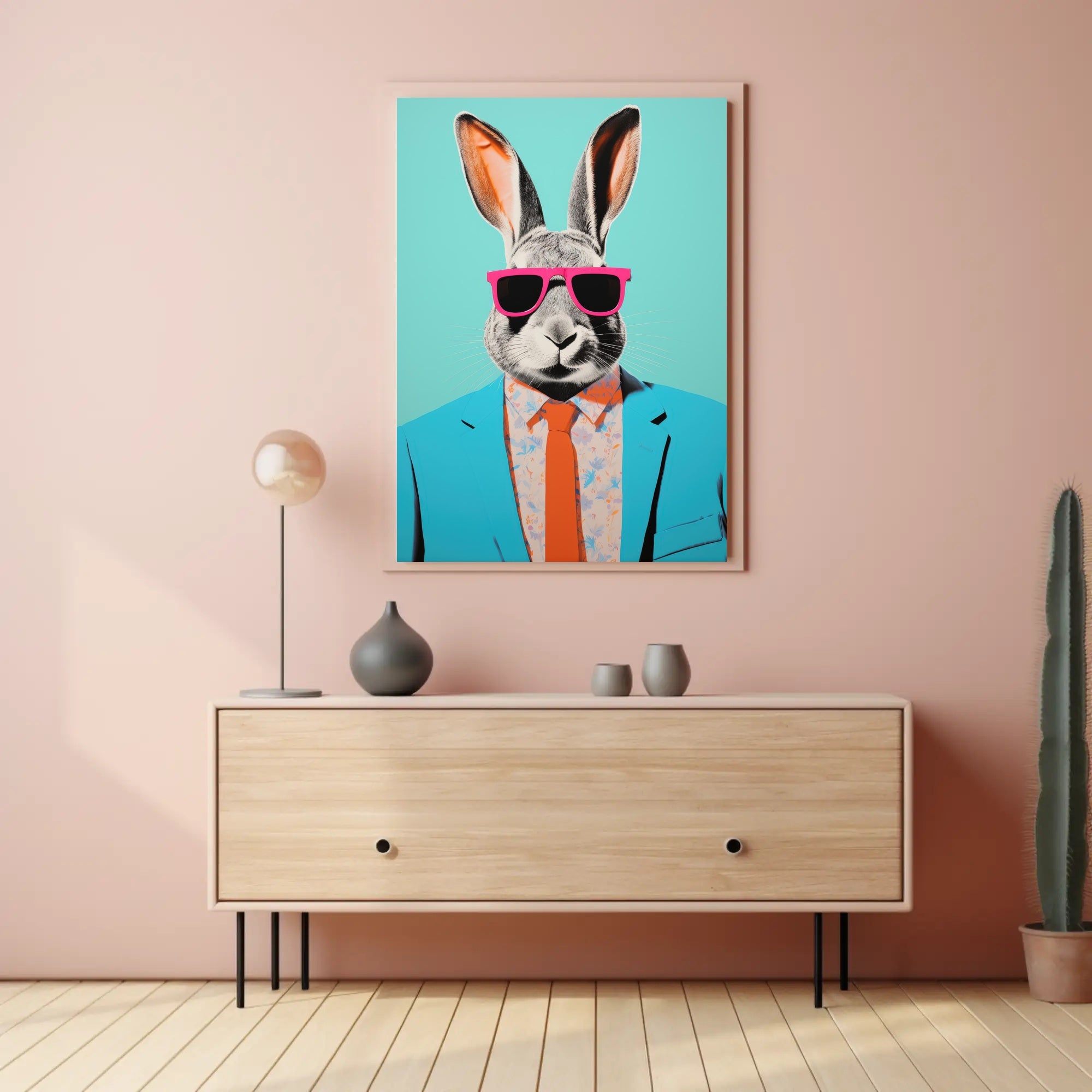 Vibrant Rabbit with Sunglasses Pop Culture Poster PosterGoat