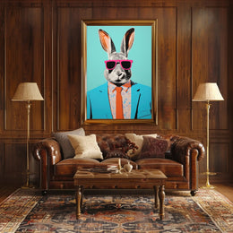 Vibrant Rabbit with Sunglasses Pop Culture Poster PosterGoat