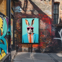 Vibrant Rabbit with Sunglasses Pop Culture Poster PosterGoat