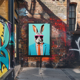 Vibrant Rabbit with Sunglasses Pop Culture Poster PosterGoat