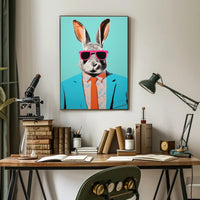Vibrant Rabbit with Sunglasses Pop Culture Poster PosterGoat