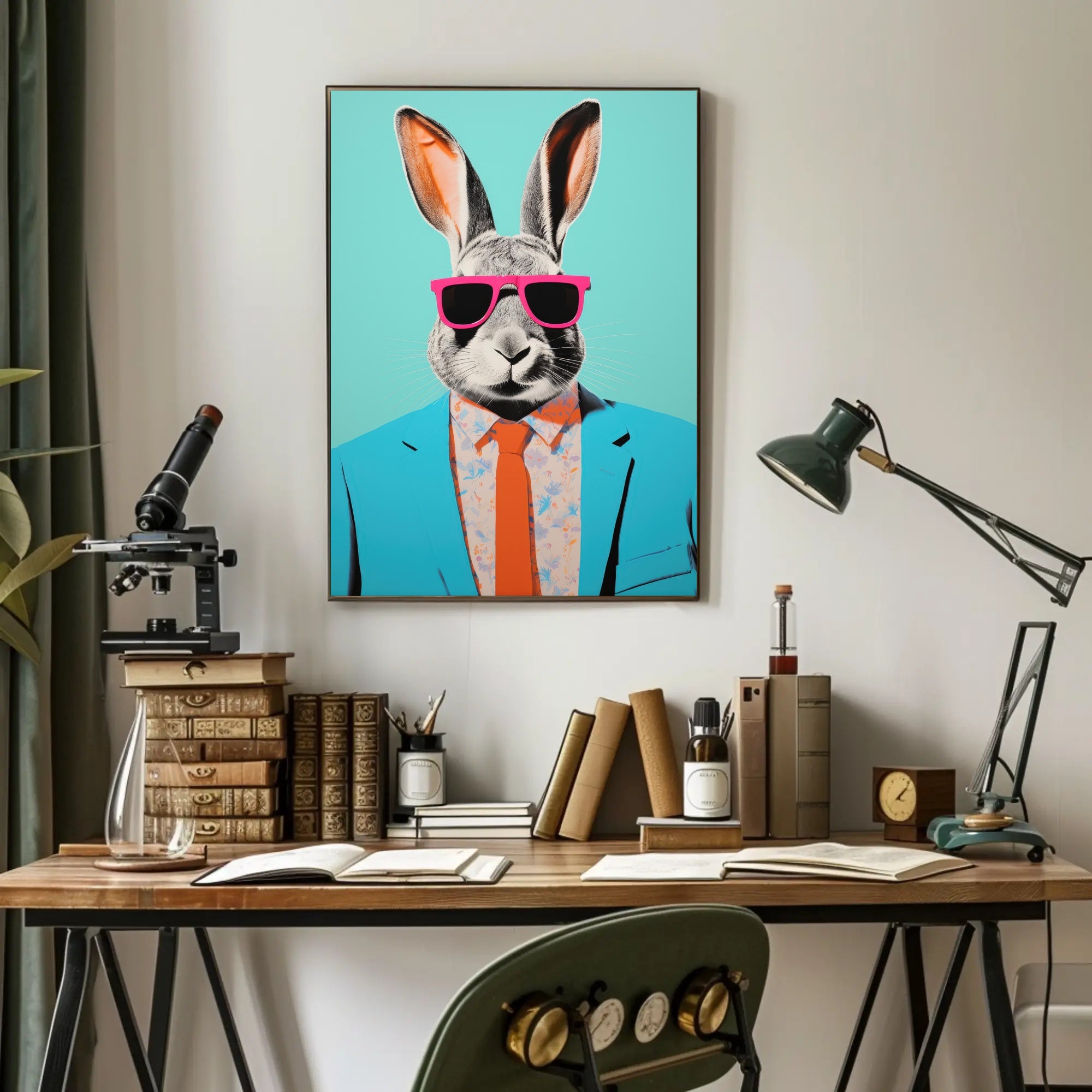 Vibrant Rabbit with Sunglasses Pop Culture Poster PosterGoat