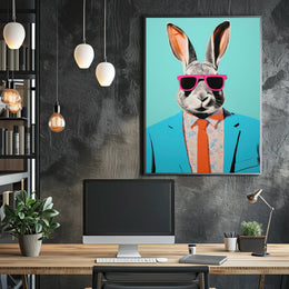 Vibrant Rabbit with Sunglasses Pop Culture Poster PosterGoat