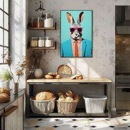Vibrant Rabbit with Sunglasses Pop Culture Poster PosterGoat