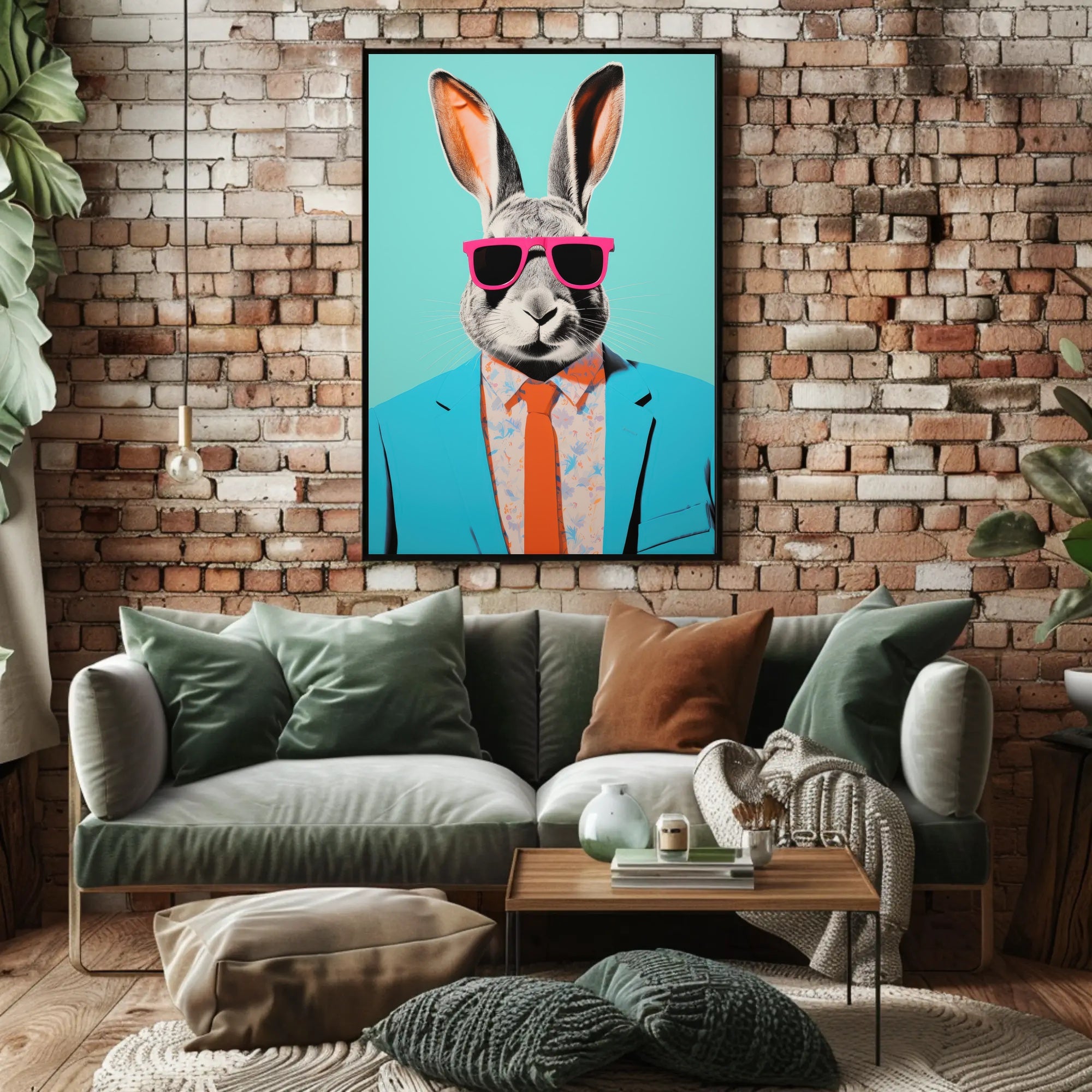 Vibrant Rabbit with Sunglasses Pop Culture Poster PosterGoat