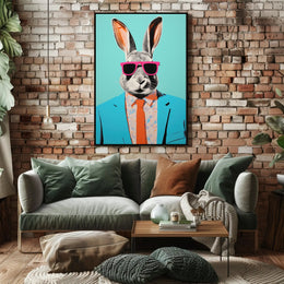 Vibrant Rabbit with Sunglasses Pop Culture Poster PosterGoat