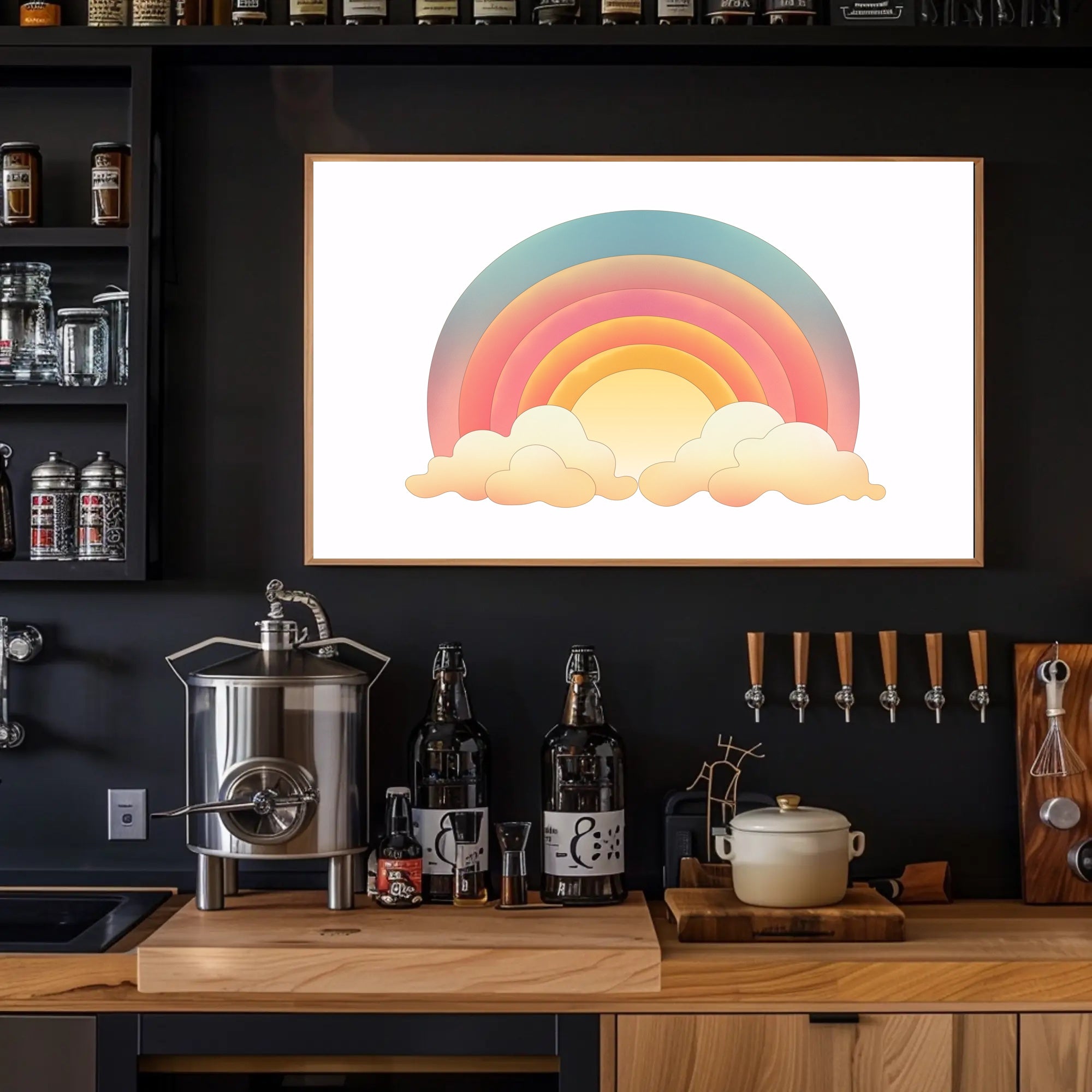 Vibrant Rainbow Clouds Art Print Abstract or Artistic Poster PosterGoat