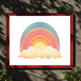 Vibrant Rainbow Clouds Art Print Abstract or Artistic Poster PosterGoat