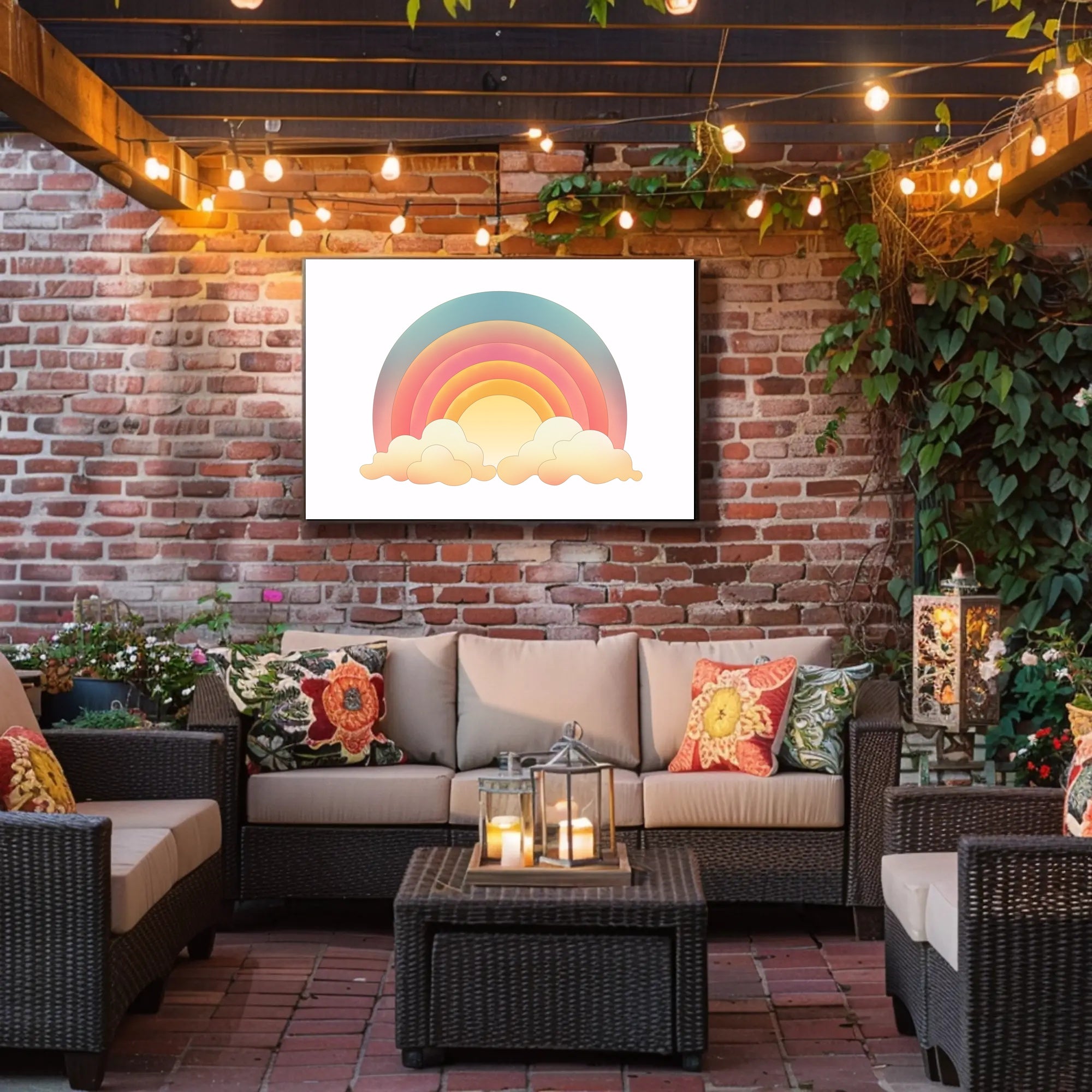 Vibrant Rainbow Clouds Art Print Abstract or Artistic Poster PosterGoat