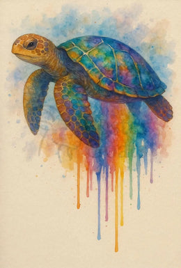 Vibrant Rainbow Sea Turtle Animal Poster PosterGoat