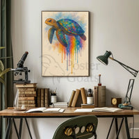 Vibrant Rainbow Sea Turtle Animal Poster PosterGoat
