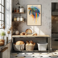 Vibrant Rainbow Sea Turtle Animal Poster PosterGoat