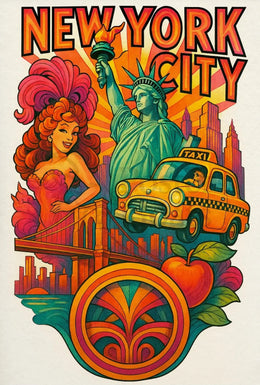 Vibrant Retro New York City Artistic Poster PosterGoat