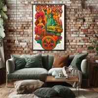 Vibrant Retro New York City Artistic Poster PosterGoat