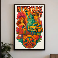 Vibrant Retro New York City Artistic Poster PosterGoat