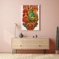 Vibrant Retro New York City Artistic Poster PosterGoat