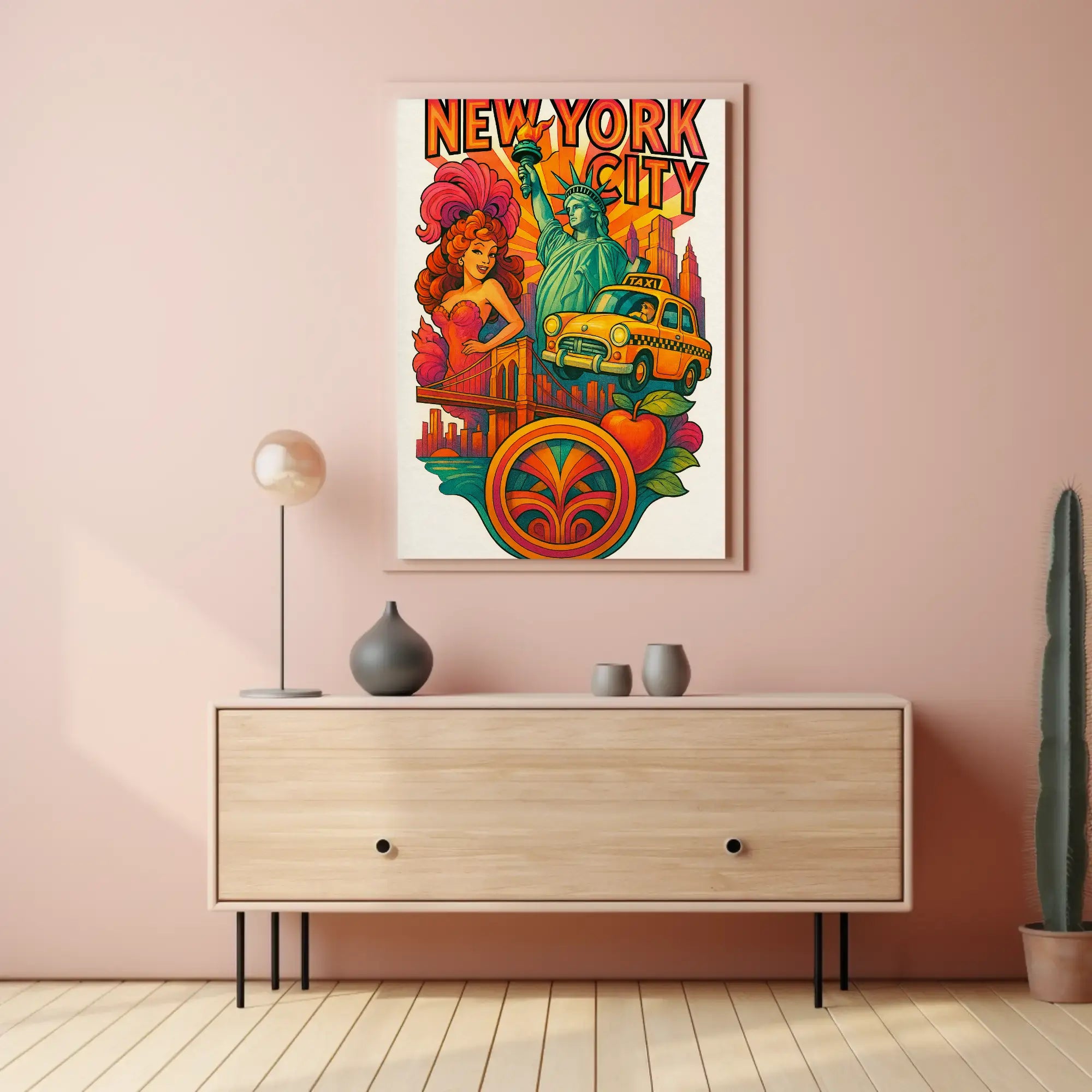 Vibrant Retro New York City Artistic Poster PosterGoat