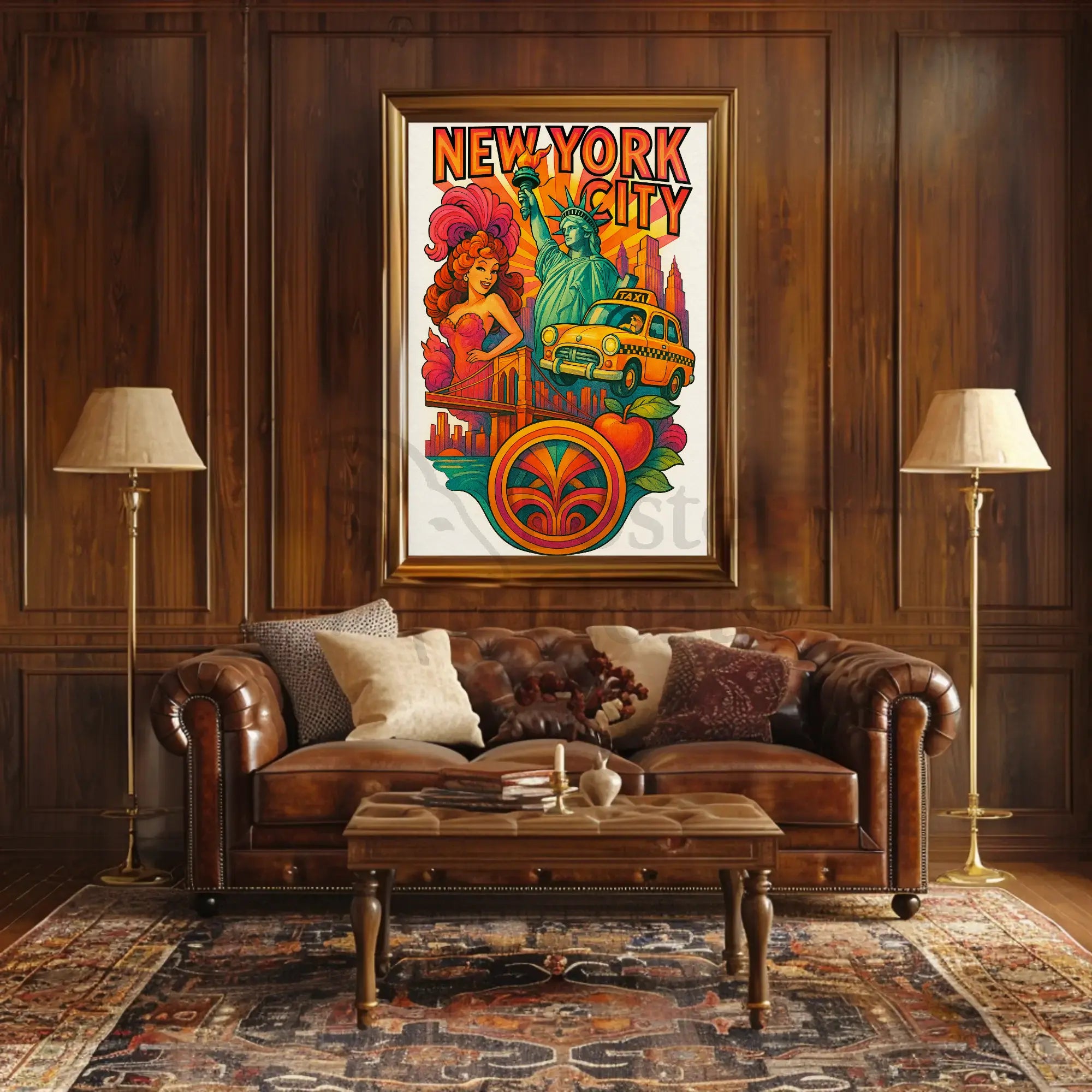 Vibrant Retro New York City Artistic Poster PosterGoat